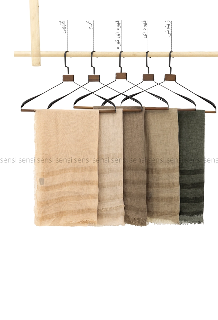 شال نخی لینن لبه ریش کد1004217